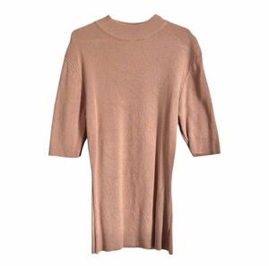 Blu Pepper Dusty Rose Ribbed Mock Neck Half Sleeve Shirt